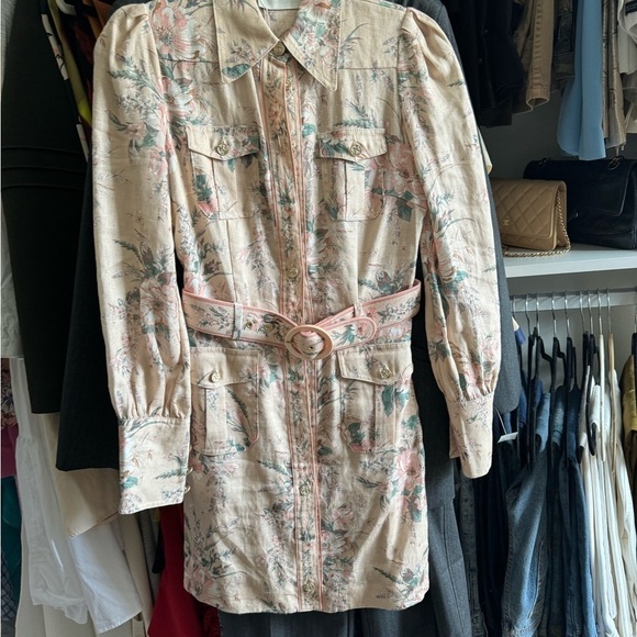 Zimmermann- NWT Moonshine Button Down Floral Belted Longsleeve Shirt Dress - Picture 4 of 4